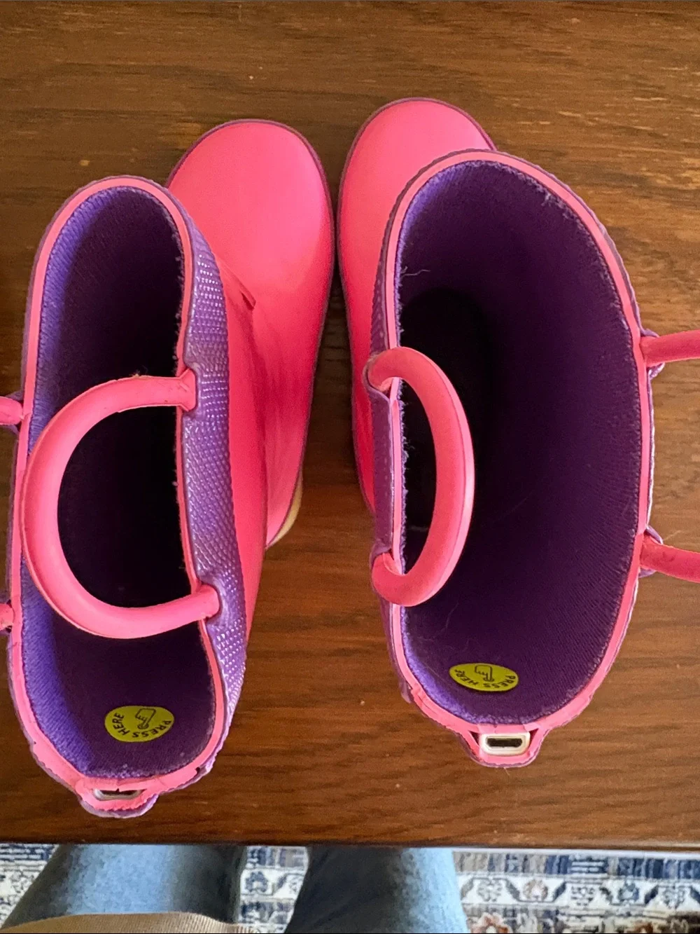 WESTERN CHIEF LED Rain Boots Light Up Pink Purple Bubblegum Soles Size 8